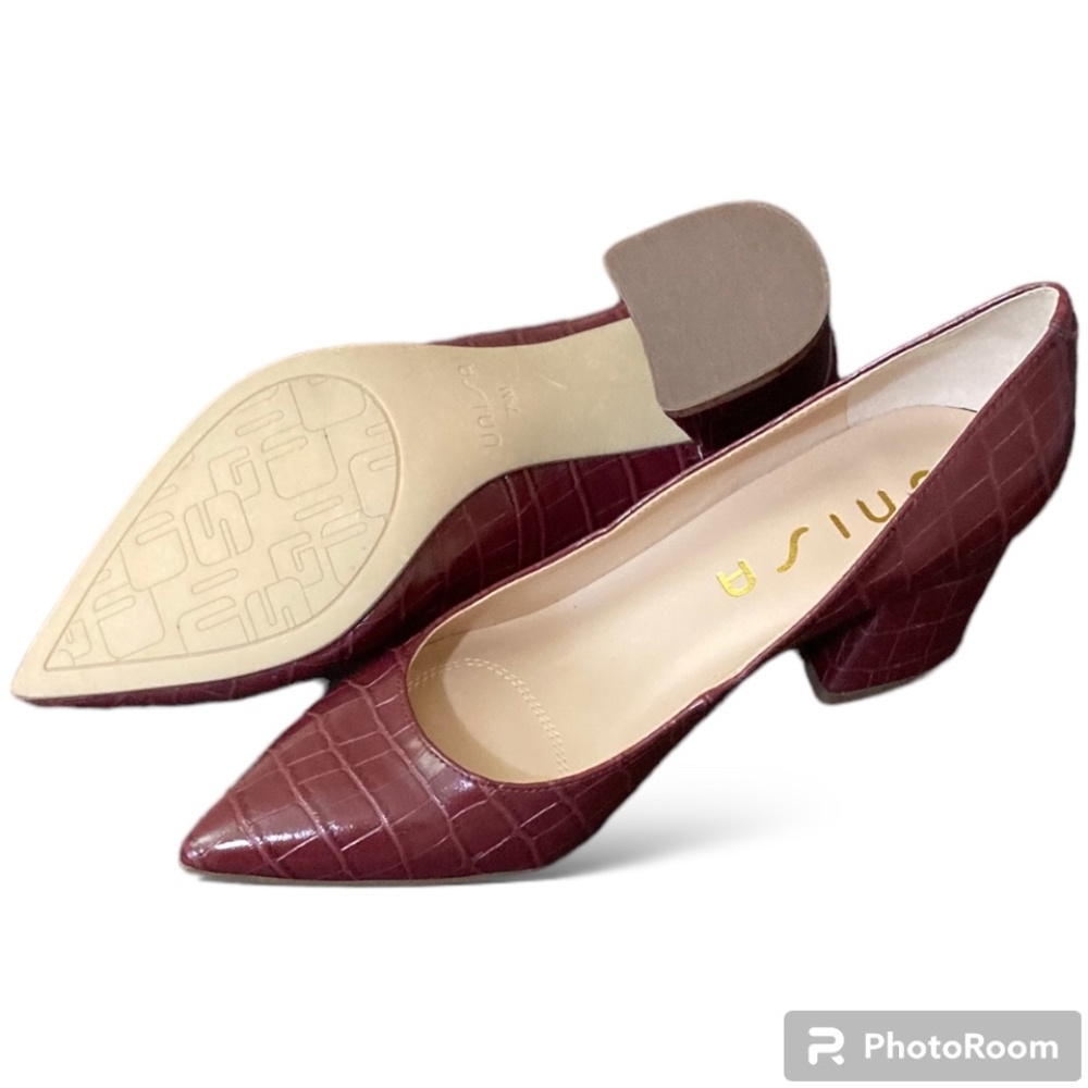 Unisa-Square toe pump/ Unisa - Women's Shoes/ Women's Burgundy Shoes, Size 7.5M